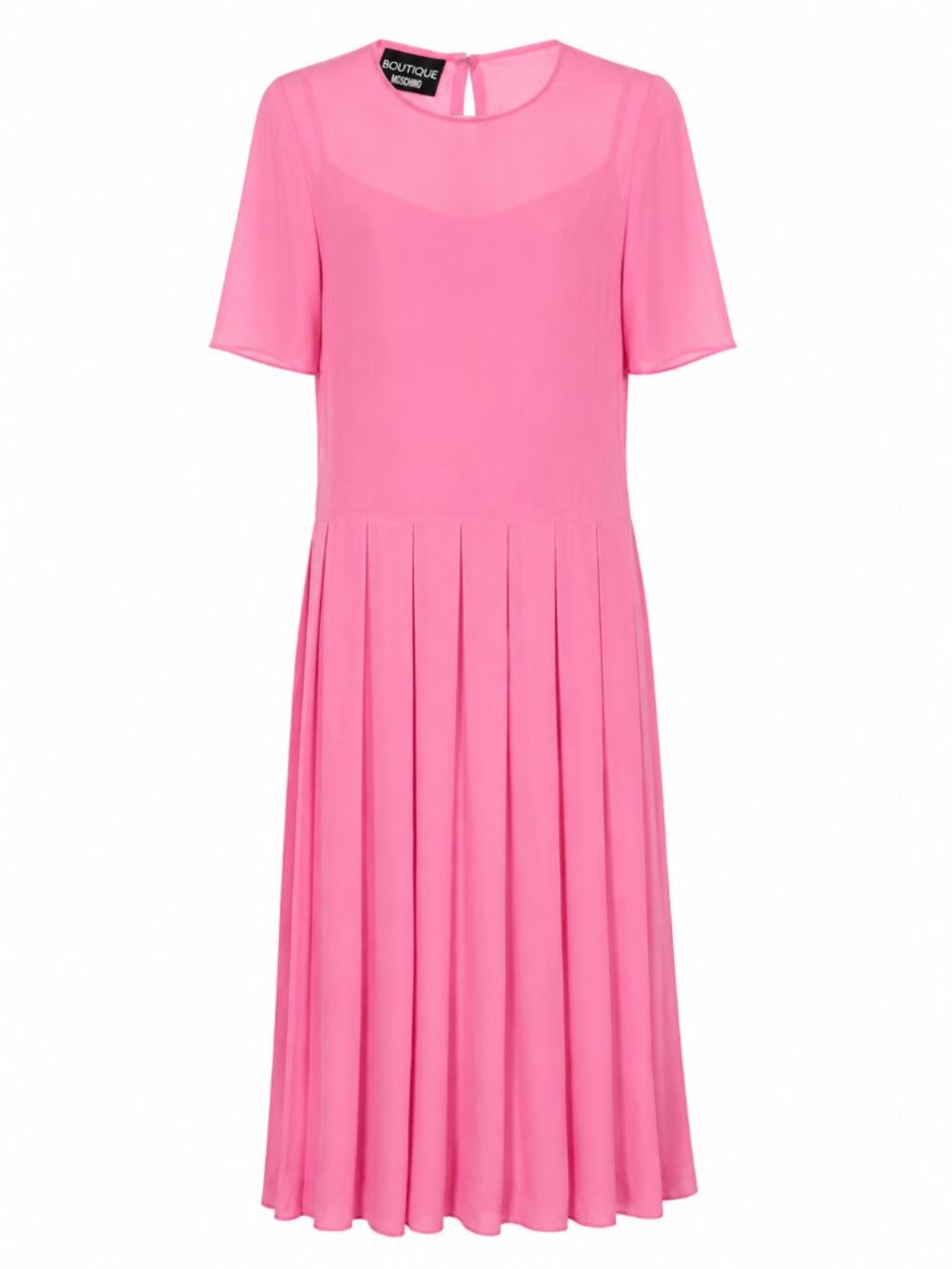 Boutique Moschino Barbie Pink 100% Silk Pleated Midi Dress Slip Liner IT 40 US 6